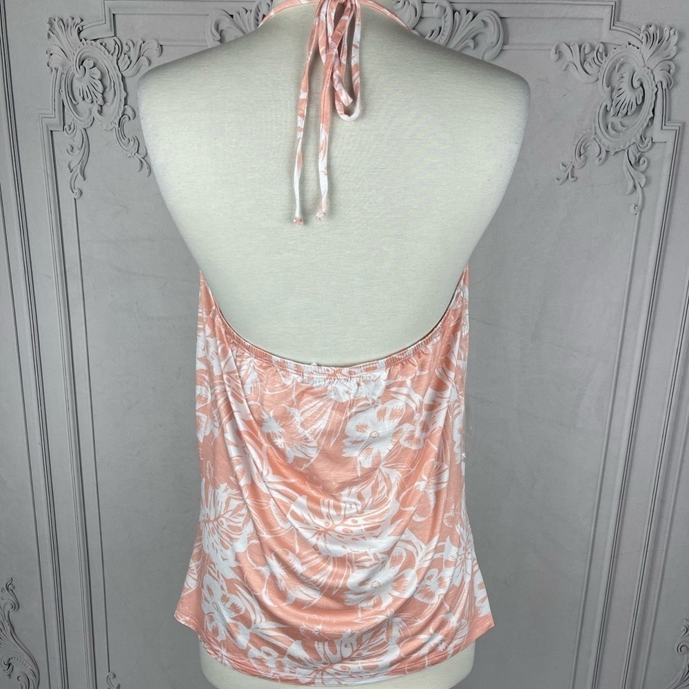 Sleeveless Pink Floral Keyhole Halter Top - Picture 4 of 4